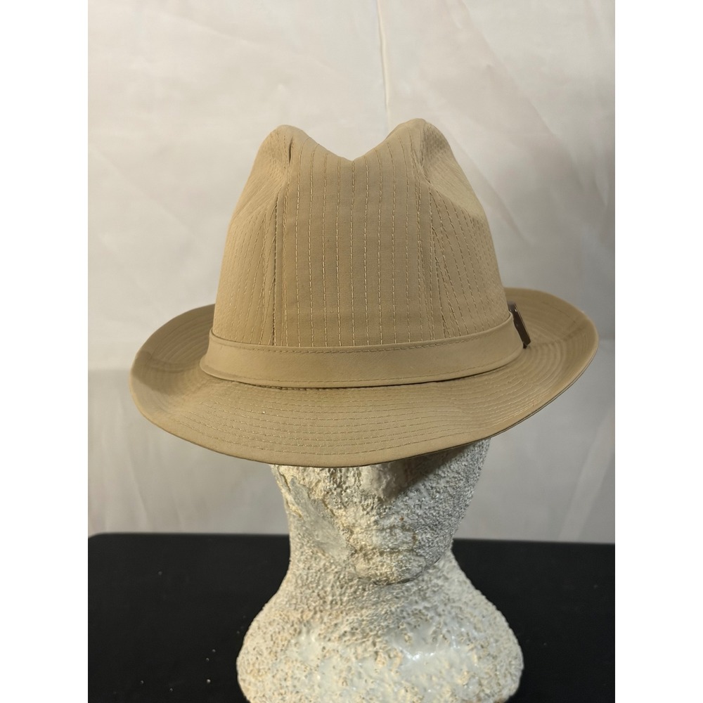 Stevens Fedora Hat Mens 7‎ Tan Excellent  D-Ring Buckle America's Comfort